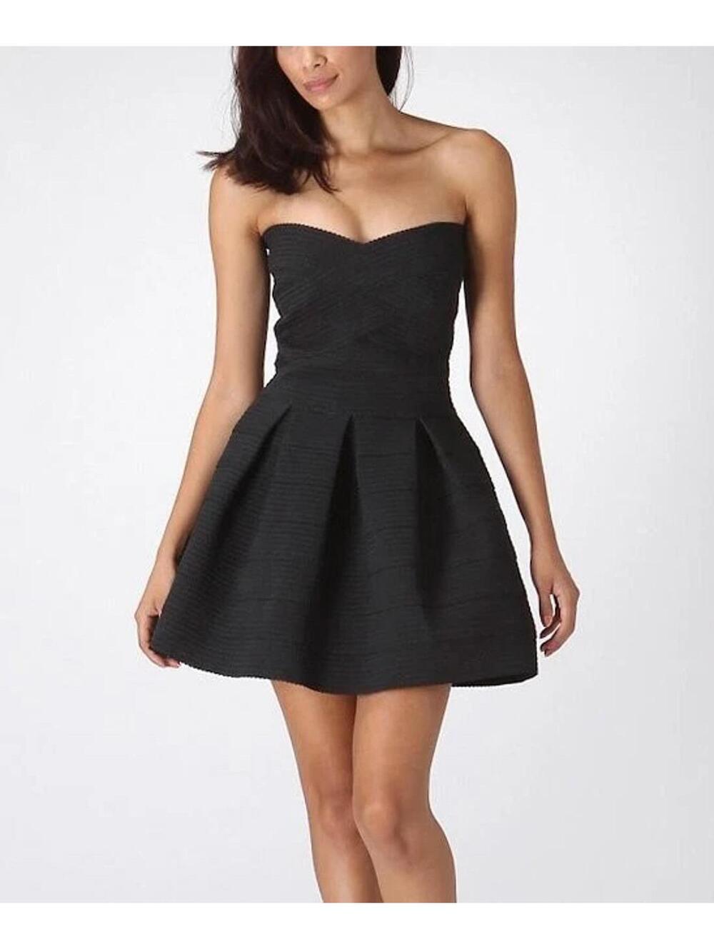 EXPRESS Women's Strapless Mini Dress Fit & Flare Pleated Cocktail Party - Picture 2 of 9